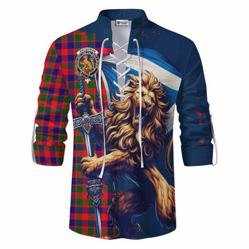 MacGowan (McGowan) Tartan Family Crest Ghillie Kilt Shirt with Scottish Majestic Lion Men - Tartan Vibes Clothing