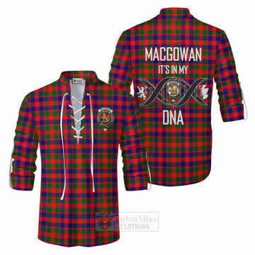 MacGowan (McGowan) Tartan Ghillie Kilt Shirt with Family Crest DNA In Me Style Men - Tartan Vibes Clothing