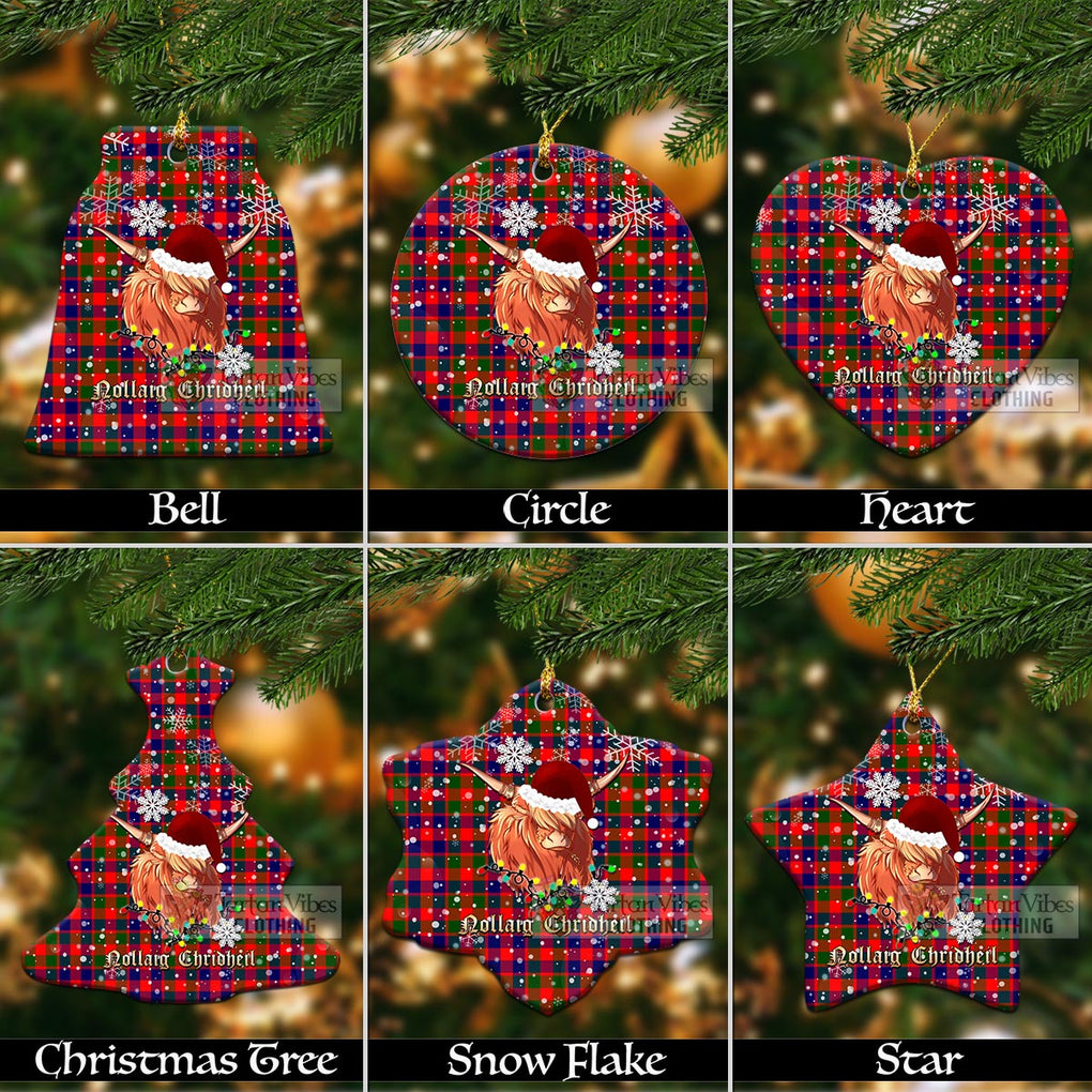 MacGowan (McGowan) Tartan Christmas Ceramic Ornaments with Twinkle Highland Cattle Ceramic - Tartan Vibes Clothing
