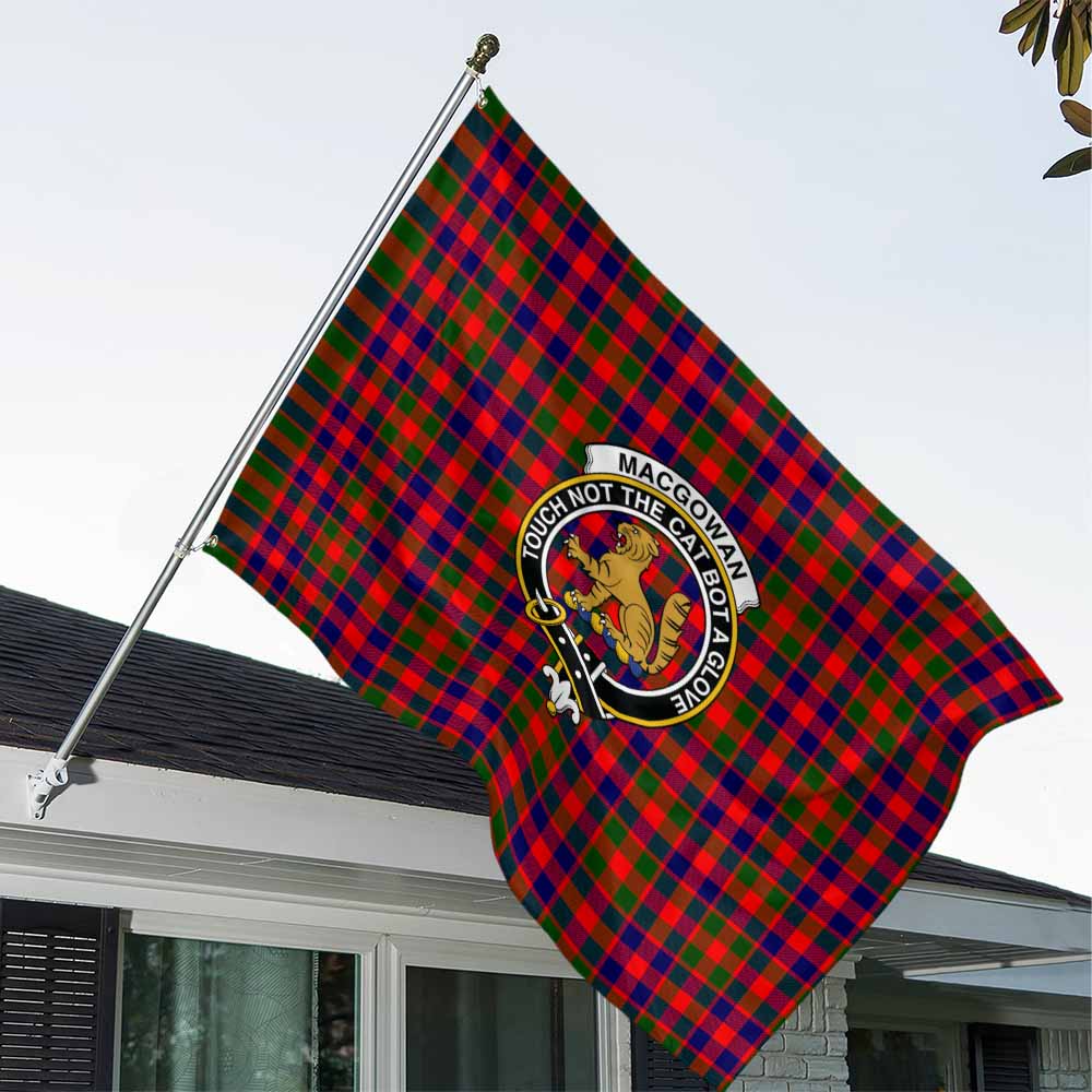 Tartan Vibes Clothing MacGowan (McGowan) Tartan House Flag with Family Crest