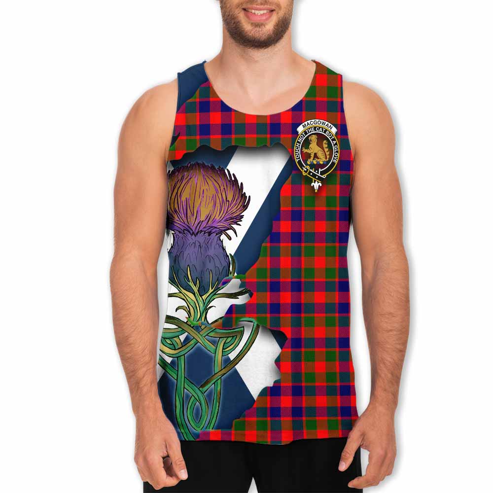 Tartan Vibes Clothing MacGowan (McGowan) Tartan Family Crest Men's Tank Top Scottish Thistle Celtic Inspired