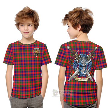 MacGowan (McGowan) Tartan Kid T-Shirt with Family Crest Celtic Skull Style Youth XL Size14 - Tartan Vibes Clothing