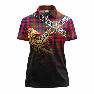 MacGowan (McGowan) Crest Tartan Women's Polo Shirt with Golden Lion Emblem Celtic Style Women - Tartan Vibes Clothing