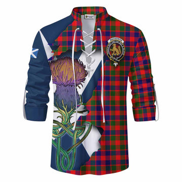 Tartan Vibes Clothing MacGowan (McGowan) Tartan Family Crest Ghillie Kilt Shirt Scottish Thistle Celtic Inspired