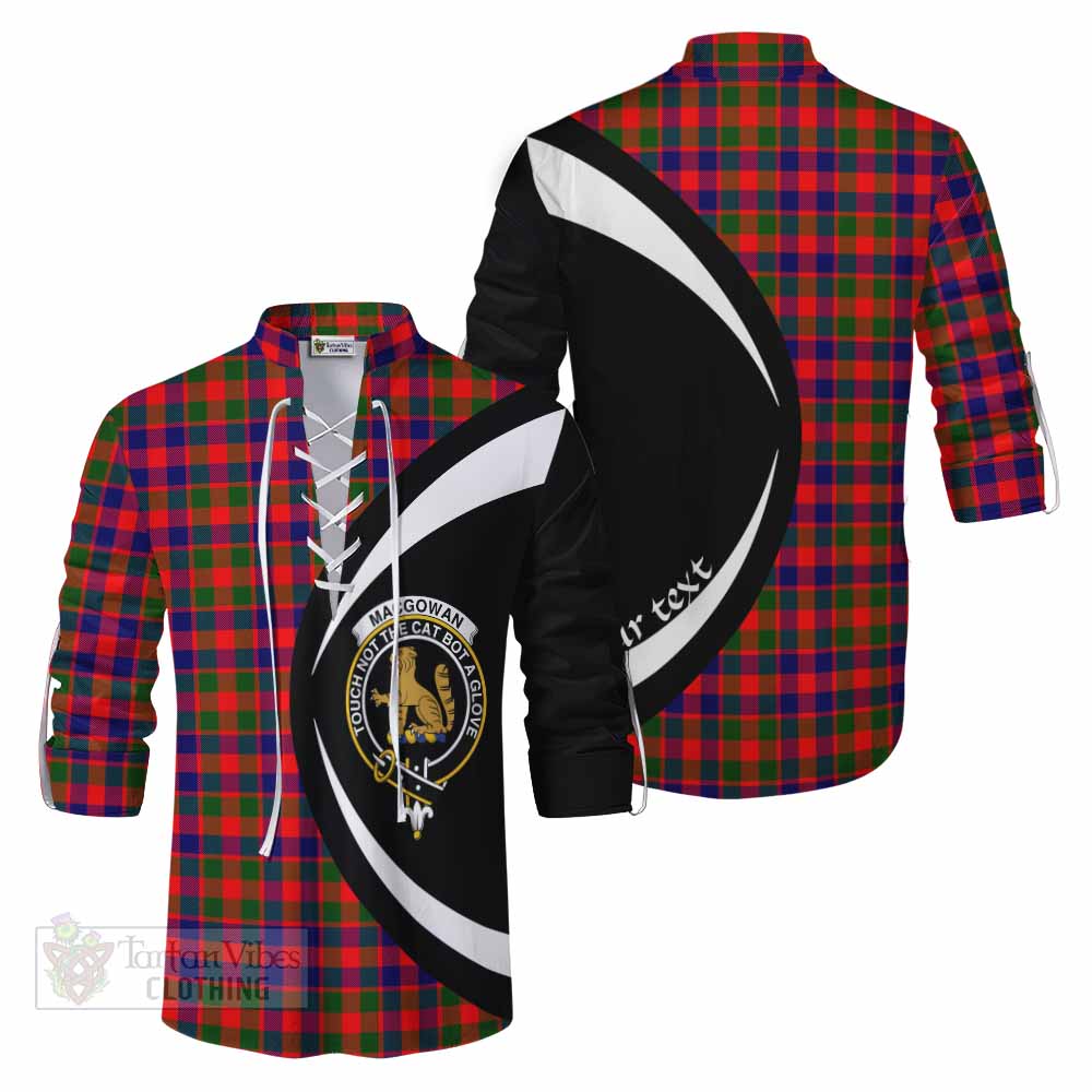 MacGowan (McGowan) Tartan Ghillie Kilt Shirt with Family Crest Circle Style Men - Tartan Vibes Clothing
