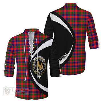 MacGowan (McGowan) Tartan Ghillie Kilt Shirt with Family Crest Circle Style Men - Tartan Vibes Clothing