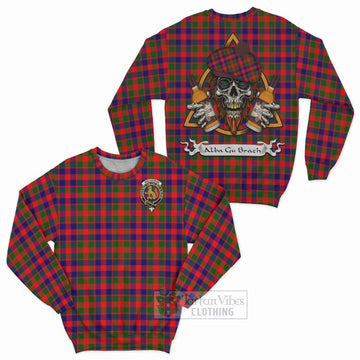 MacGowan (McGowan) Tartan Sweatshirt with Family Crest and Bearded Skull Holding Bottles of Whiskey Unisex - Tartan Vibes Clothing