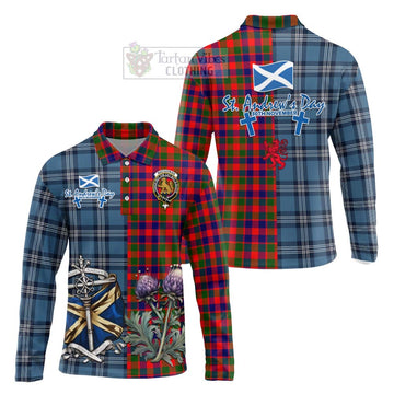 MacGowan (McGowan) Tartan Long Sleeve Polo Shirt Happy St. Andrew's Day Half Tartan Style Unisex - Tartan Vibes Clothing