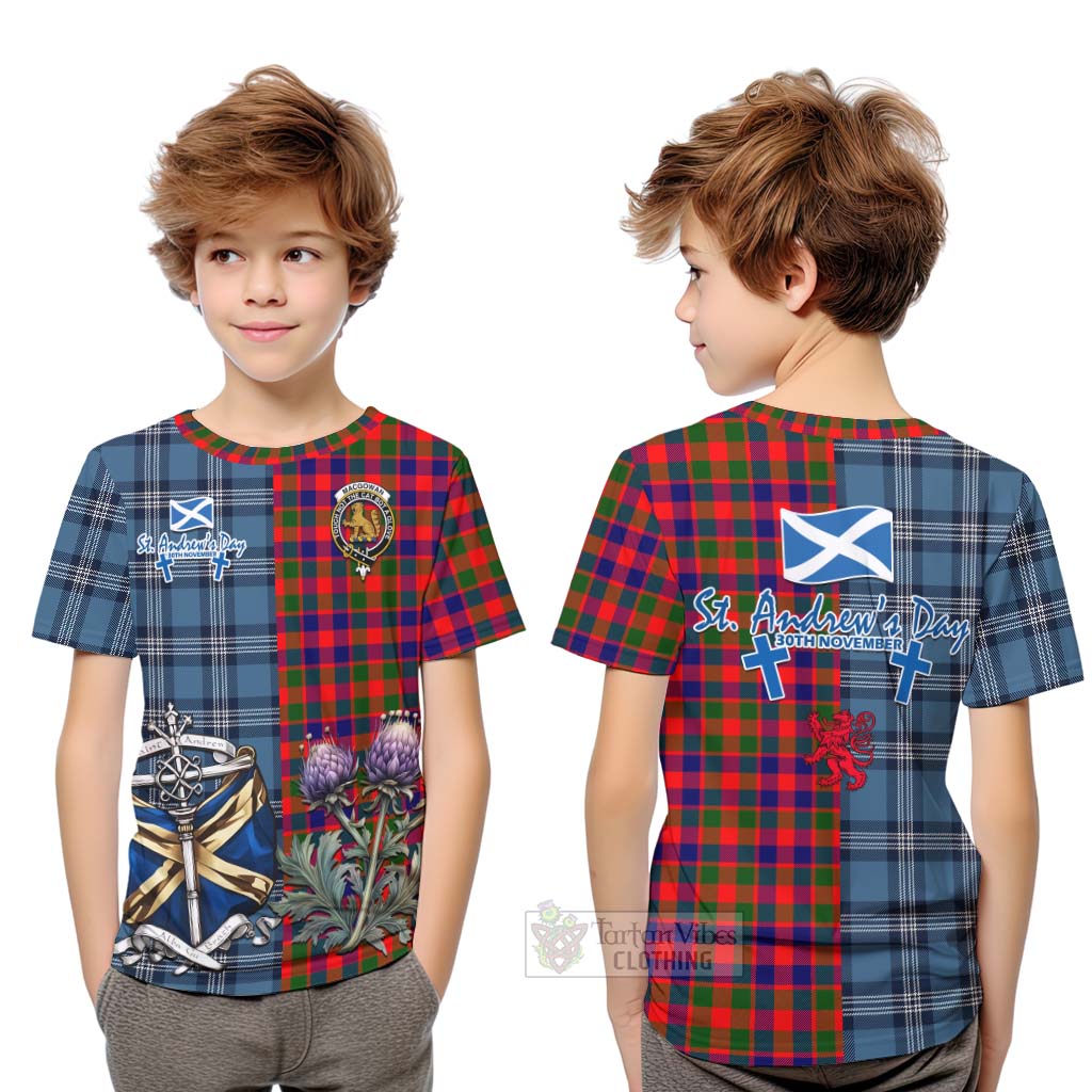 MacGowan (McGowan) Tartan Kid T-Shirt Happy St. Andrew's Day Half Tartan Style Youth XL Size14 - Tartan Vibes Clothing