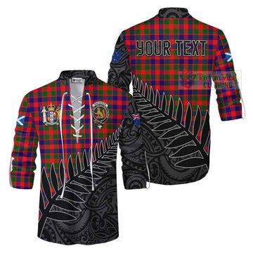 MacGowan (McGowan) Crest Tartan Ghillie Kilt Shirt with New Zealand Silver Fern Half Style Men - Tartan Vibes Clothing