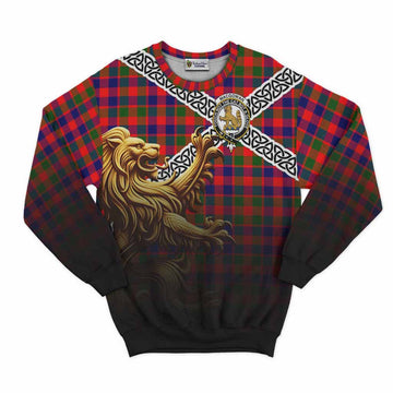MacGowan (McGowan) Crest Tartan Sweatshirt with Golden Lion Emblem Celtic Style Unisex - Tartan Vibes Clothing