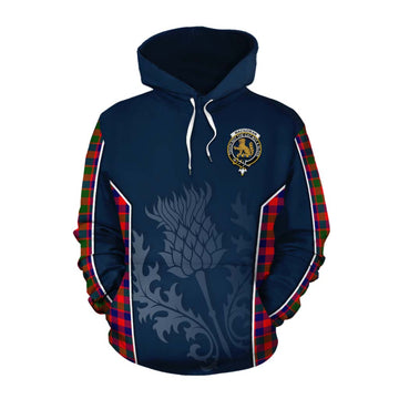 Tartan Vibes Clothing MacGowan (McGowan) Tartan Cotton Hoodie with Family Crest and Scottish Thistle Vibes Sport Style