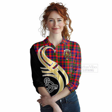 MacGowan (McGowan) Tartan Women's Casual Shirt with Family Crest and Celtic Symbol Style Female - Tartan Vibes Clothing
