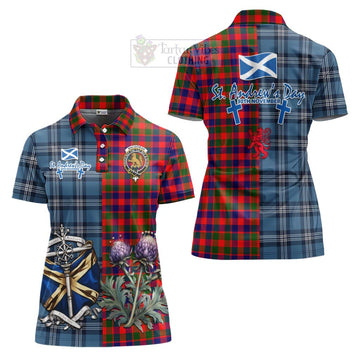MacGowan (McGowan) Tartan Women's Polo Shirt Happy St. Andrew's Day Half Tartan Style Women - Tartan Vibes Clothing