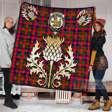 Tartan Vibes Clothing MacGowan (McGowan) Tartan Quilt with Family Crest and Golden Thistle Style
