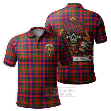 MacGowan (McGowan) Tartan Polo Shirt with Family Crest and Bearded Skull Holding Bottles of Whiskey Kid - Tartan Vibes Clothing
