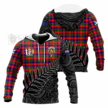 MacGowan (McGowan) Crest Tartan Knitted Hoodie with New Zealand Silver Fern Half Style Unisex Knitted Pullover Hoodie - Tartan Vibes Clothing