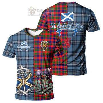 MacGowan (McGowan) Tartan T-Shirt Happy St. Andrew's Day Half Tartan Style Kid's Shirt - Tartan Vibes Clothing