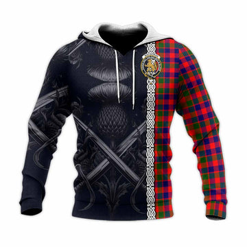 MacGowan (McGowan) Tartan Knitted Hoodie with Family Crest Cross Sword Thistle Celtic Vibes Unisex Knitted Pullover Hoodie - Tartan Vibes Clothing