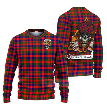 MacGowan (McGowan) Tartan Ugly Sweater with Family Crest and Bearded Skull Holding Bottles of Whiskey Unisex - Tartan Vibes Clothing