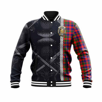 MacGowan (McGowan) Tartan Baseball Jacket with Family Crest Cross Sword Thistle Celtic Vibes Unisex - Tartan Vibes Clothing