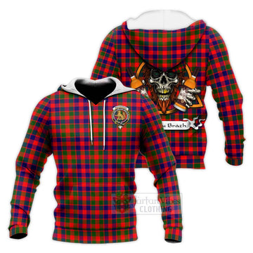 MacGowan (McGowan) Tartan Knitted Hoodie with Family Crest and Bearded Skull Holding Bottles of Whiskey Unisex Knitted Pullover Hoodie - Tartan Vibes Clothing