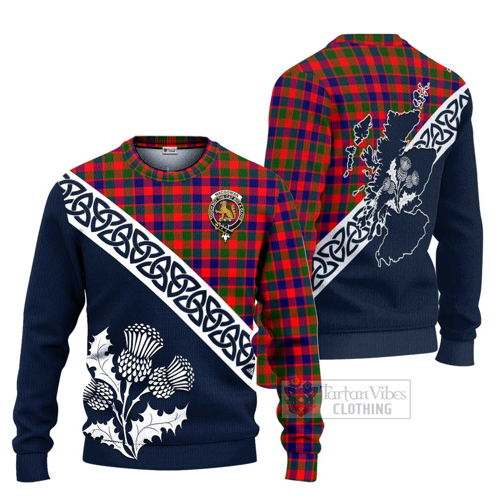 MacGowan (McGowan) Tartan Ugly Sweater Featuring Thistle and Scotland Map Unisex - Tartan Vibes Clothing