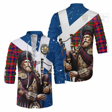 MacGowan (McGowan) Tartan Ghillie Kilt Shirt with Family Crest Scottish Bagpiper Vibes Men - Tartan Vibes Clothing