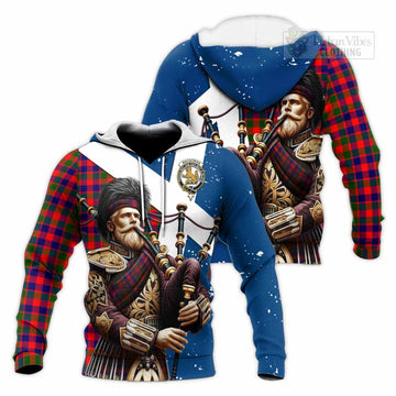 MacGowan (McGowan) Tartan Knitted Hoodie with Family Crest Scottish Bagpiper Vibes Unisex Knitted Pullover Hoodie - Tartan Vibes Clothing