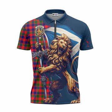 MacGowan (McGowan) Tartan Family Crest Zipper Polo Shirt with Scottish Majestic Lion Unisex - Tartan Vibes Clothing