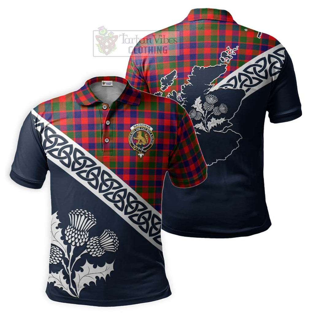 MacGowan (McGowan) Tartan Polo Shirt Featuring Thistle and Scotland Map Kid - Tartanvibesclothing Store