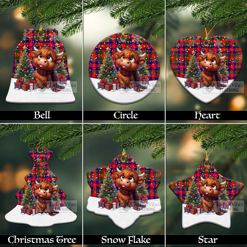 MacGowan (McGowan) Tartan Christmas Ceramic Ornament with Adorable Highland Coo Ceramic - Tartan Vibes Clothing