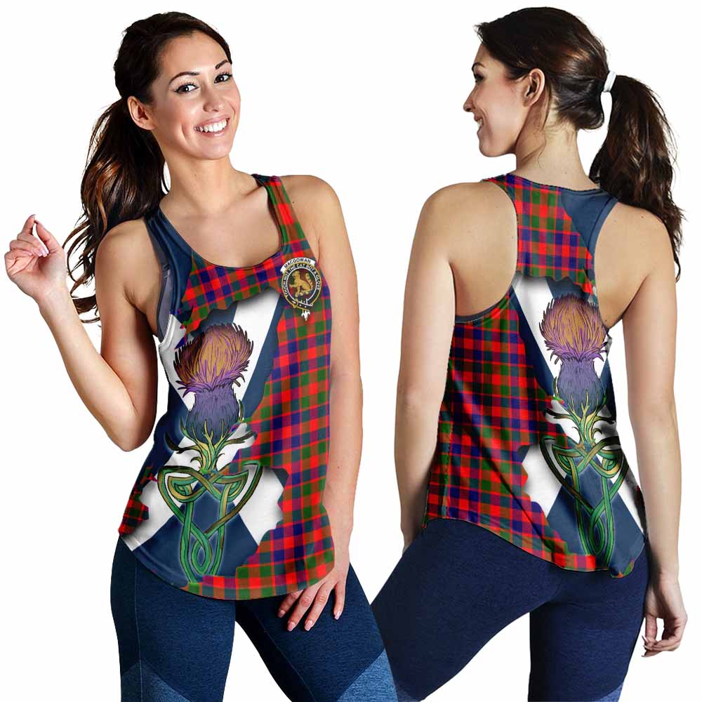 Tartan Vibes Clothing MacGowan (McGowan) Tartan Family Crest Women's Racerback Tanks Scottish Thistle Celtic Inspired