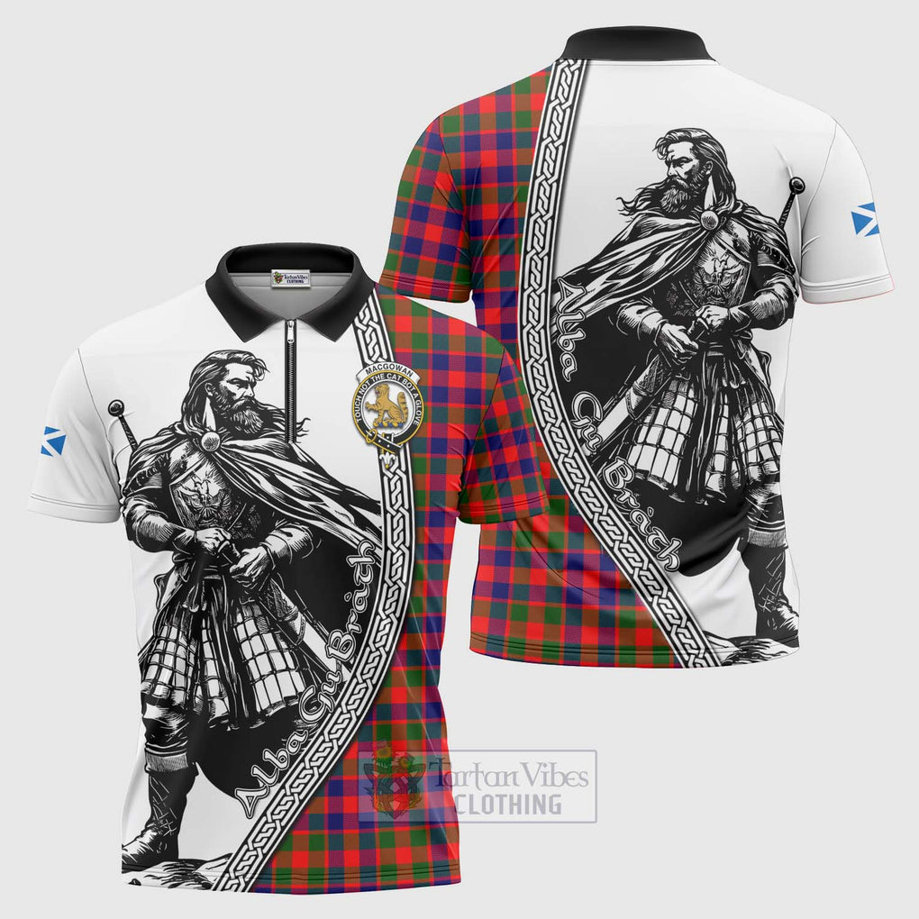 MacGowan (McGowan) Tartan Clan Crest Zipper Polo Shirt with Highlander Warrior Celtic Style Unisex - Tartan Vibes Clothing