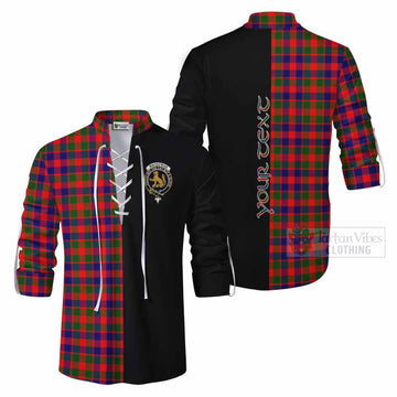 MacGowan (McGowan) Tartan Ghillie Kilt Shirt with Family Crest and Half Of Me Style Men - Tartan Vibes Clothing