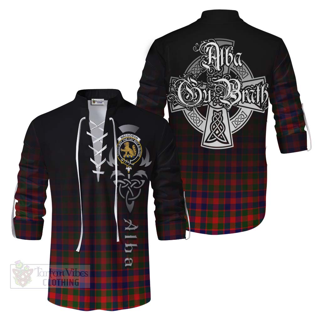 MacGowan (McGowan) Tartan Ghillie Kilt Shirt Featuring Alba Gu Brath Family Crest Celtic Inspired Men - Tartan Vibes Clothing
