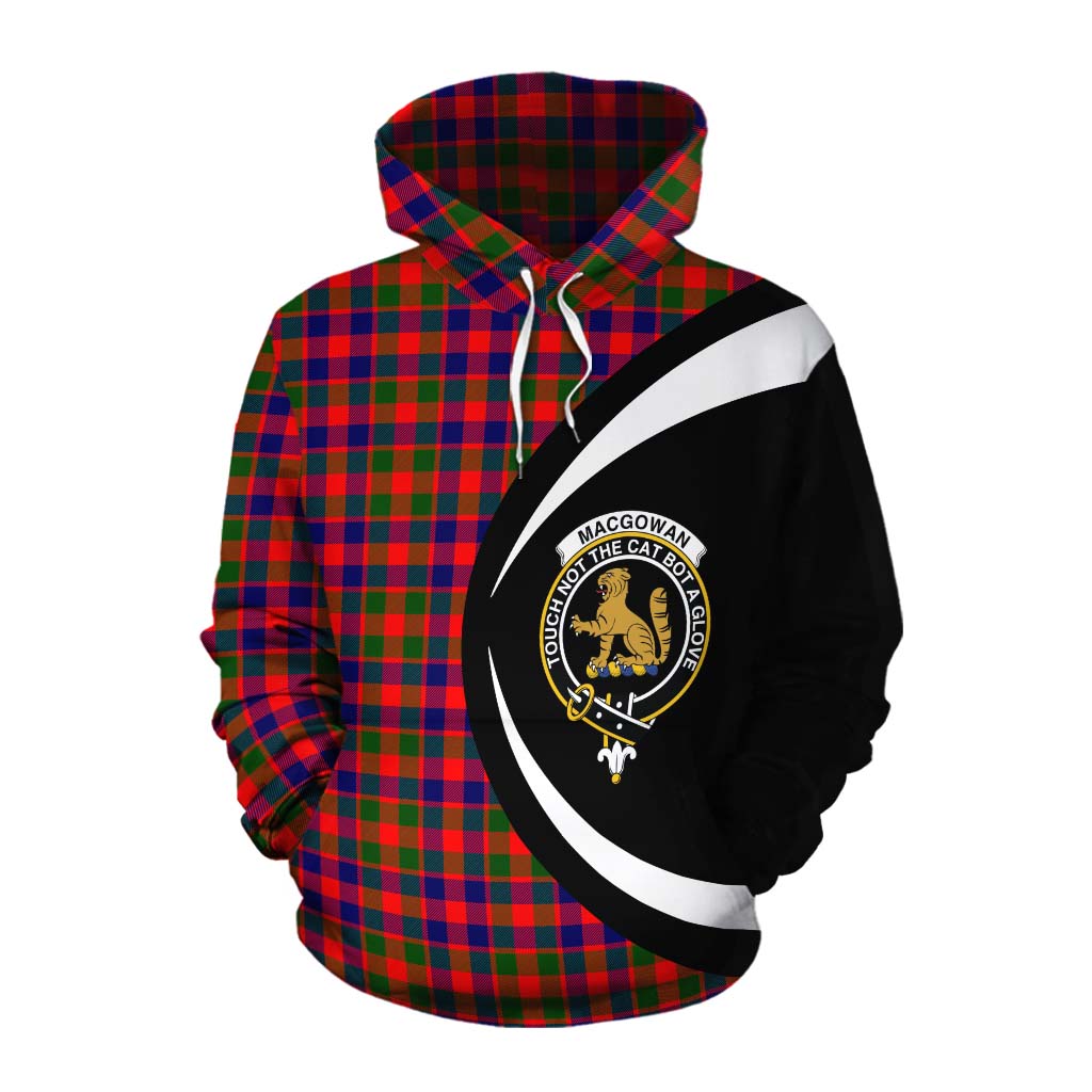 MacGowan (McGowan) Tartan Cotton Hoodie with Family Crest Circle Style Pullover Hoodie XS - Tartan Vibes Clothing