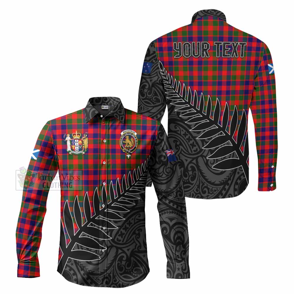 MacGowan (McGowan) Crest Tartan Long Sleeve Button Shirt with New Zealand Silver Fern Half Style Men's Shirt S - Tartan Vibes Clothing
