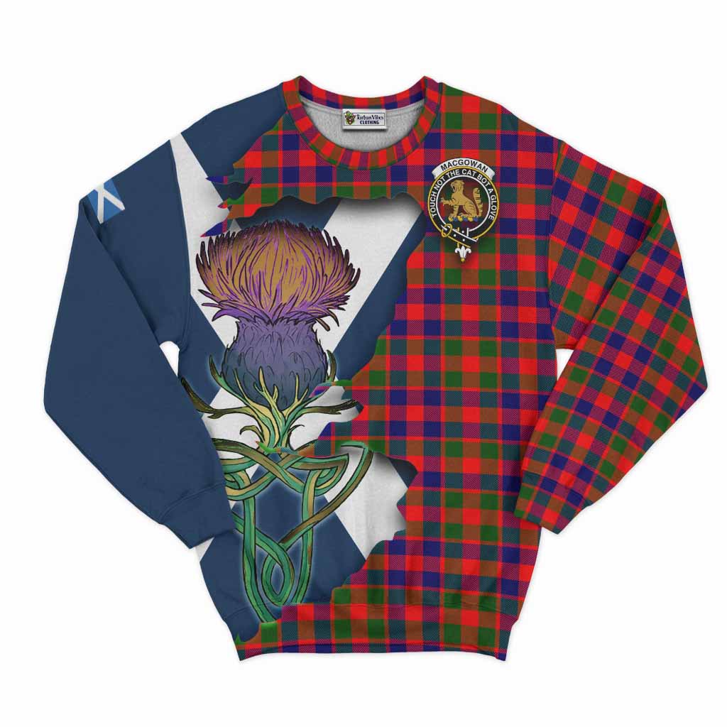 Tartan Vibes Clothing MacGowan (McGowan) Tartan Family Crest Sweatshirt Scottish Thistle Celtic Inspired