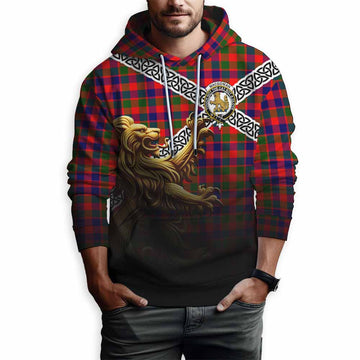 Tartan Vibes Clothing MacGowan (McGowan) Crest Tartan Hoodie with Golden Lion Emblem Celtic Style