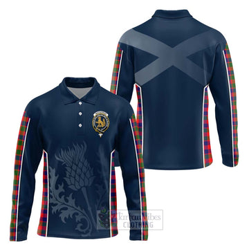 Tartan Vibes Clothing MacGowan (McGowan) Tartan Long Sleeve Polo Shirt with Family Crest and Scottish Thistle Vibes Sport Style