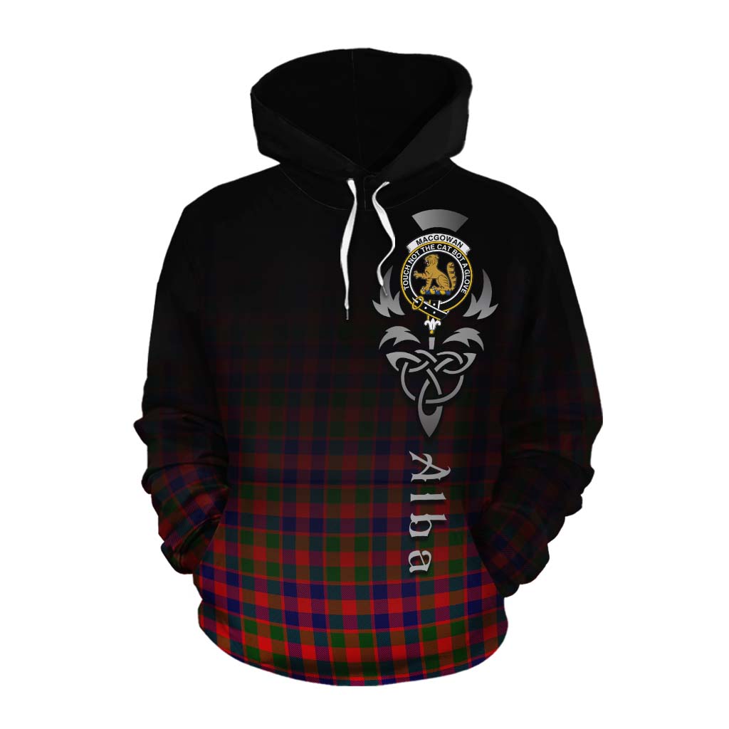 Tartan Vibes Clothing MacGowan (McGowan) Tartan Cotton Hoodie Featuring Alba Gu Brath Family Crest Celtic Inspired