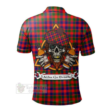 MacGowan (McGowan) Tartan Polo Shirt with Family Crest and Bearded Skull Holding Bottles of Whiskey - Tartan Vibes Clothing