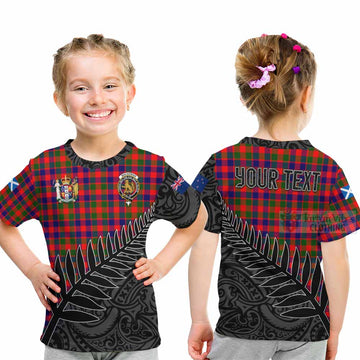 MacGowan (McGowan) Crest Tartan Kid T-Shirt with New Zealand Silver Fern Half Style - Tartan Vibes Clothing
