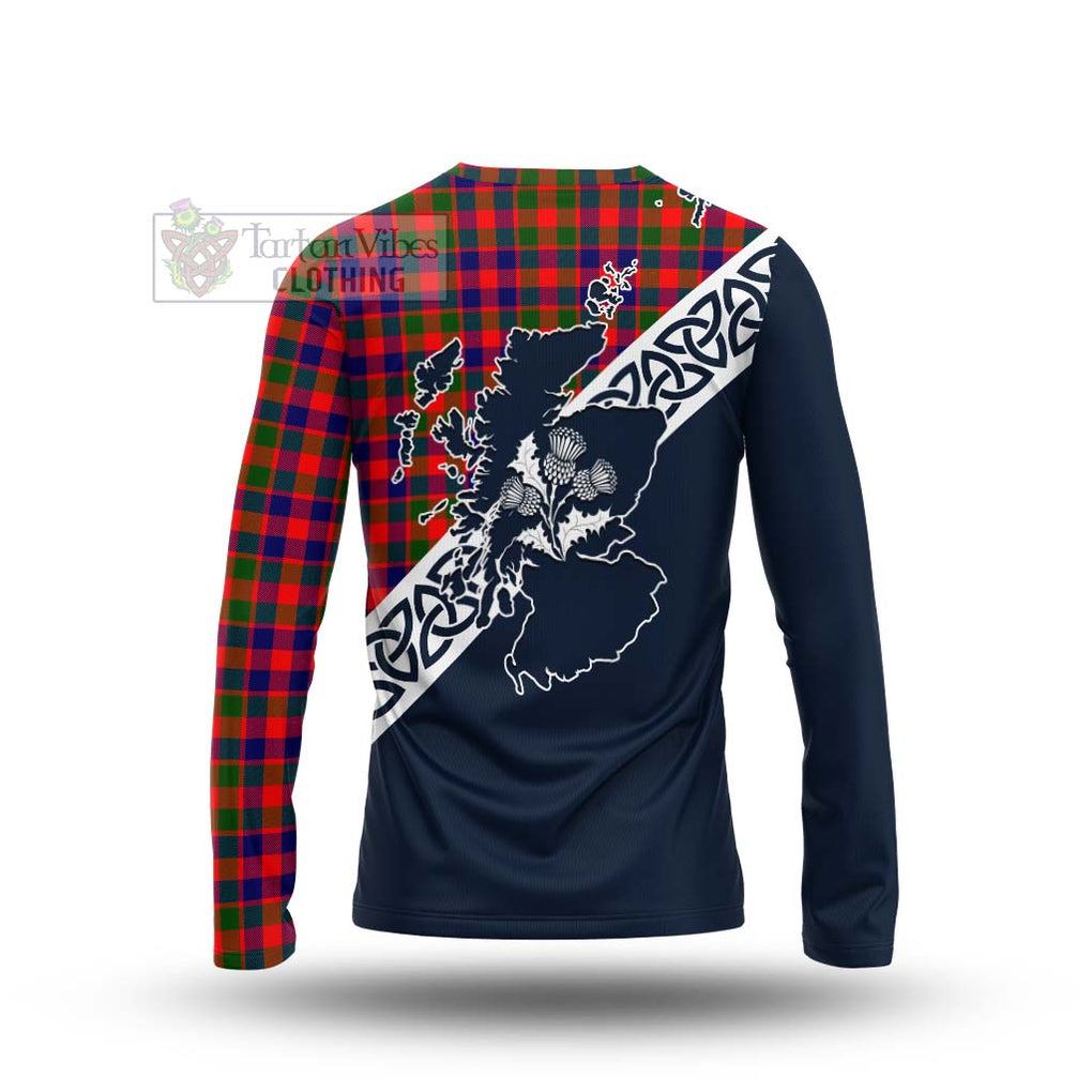 MacGowan (McGowan) Tartan Long Sleeve T-Shirt Featuring Thistle and Scotland Map - Tartan Vibes Clothing