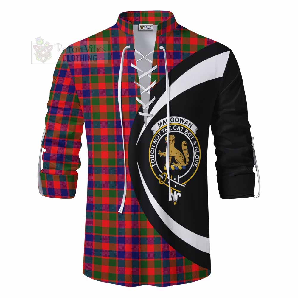 MacGowan (McGowan) Tartan Ghillie Kilt Shirt with Family Crest Circle Style - Tartan Vibes Clothing