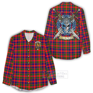 MacGowan (McGowan) Tartan Women's Casual Shirt with Family Crest Celtic Skull Style - Tartan Vibes Clothing