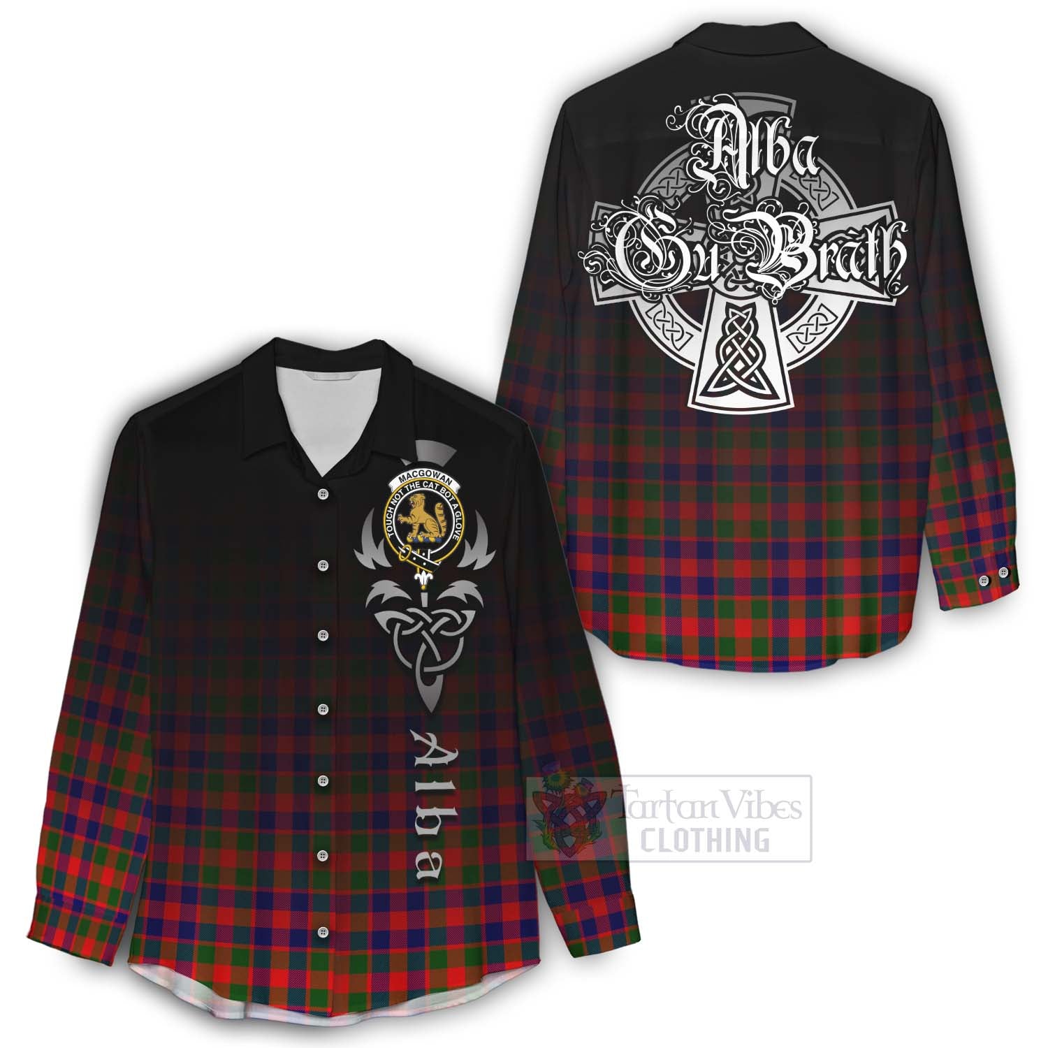 MacGowan (McGowan) Tartan Women's Casual Shirt Featuring Alba Gu Brath Family Crest Celtic Inspired - Tartan Vibes Clothing