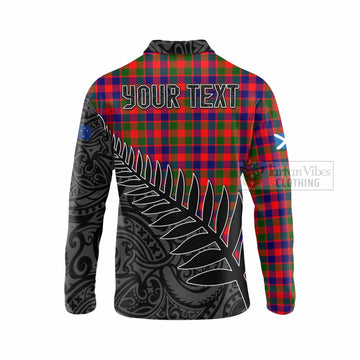 MacGowan (McGowan) Crest Tartan Long Sleeve Polo Shirt with New Zealand Silver Fern Half Style - Tartan Vibes Clothing