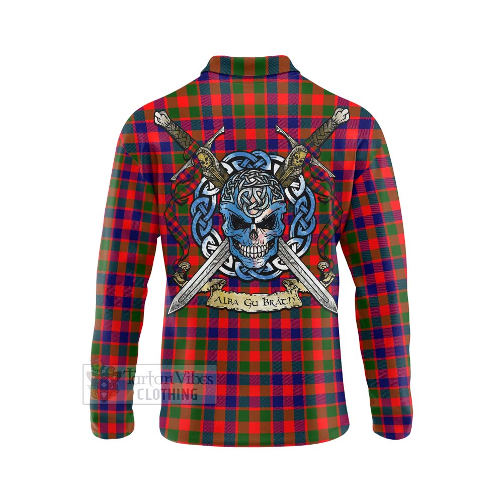 MacGowan (McGowan) Tartan Long Sleeve Polo Shirt with Family Crest Celtic Skull Style - Tartan Vibes Clothing